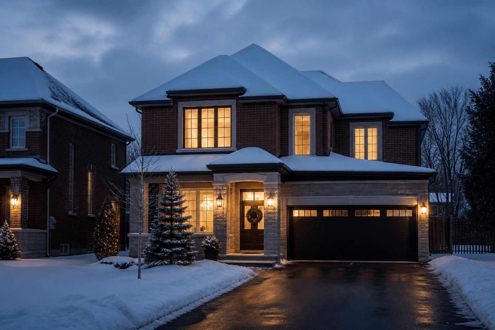 GTA home with a cleared winter driveway